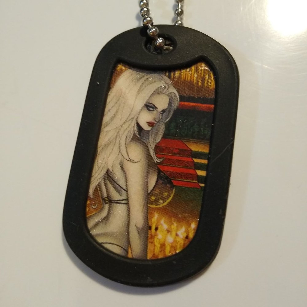Lady Death Double Sided Dog Tag W/Chain Handmade - Picture 2 of 3